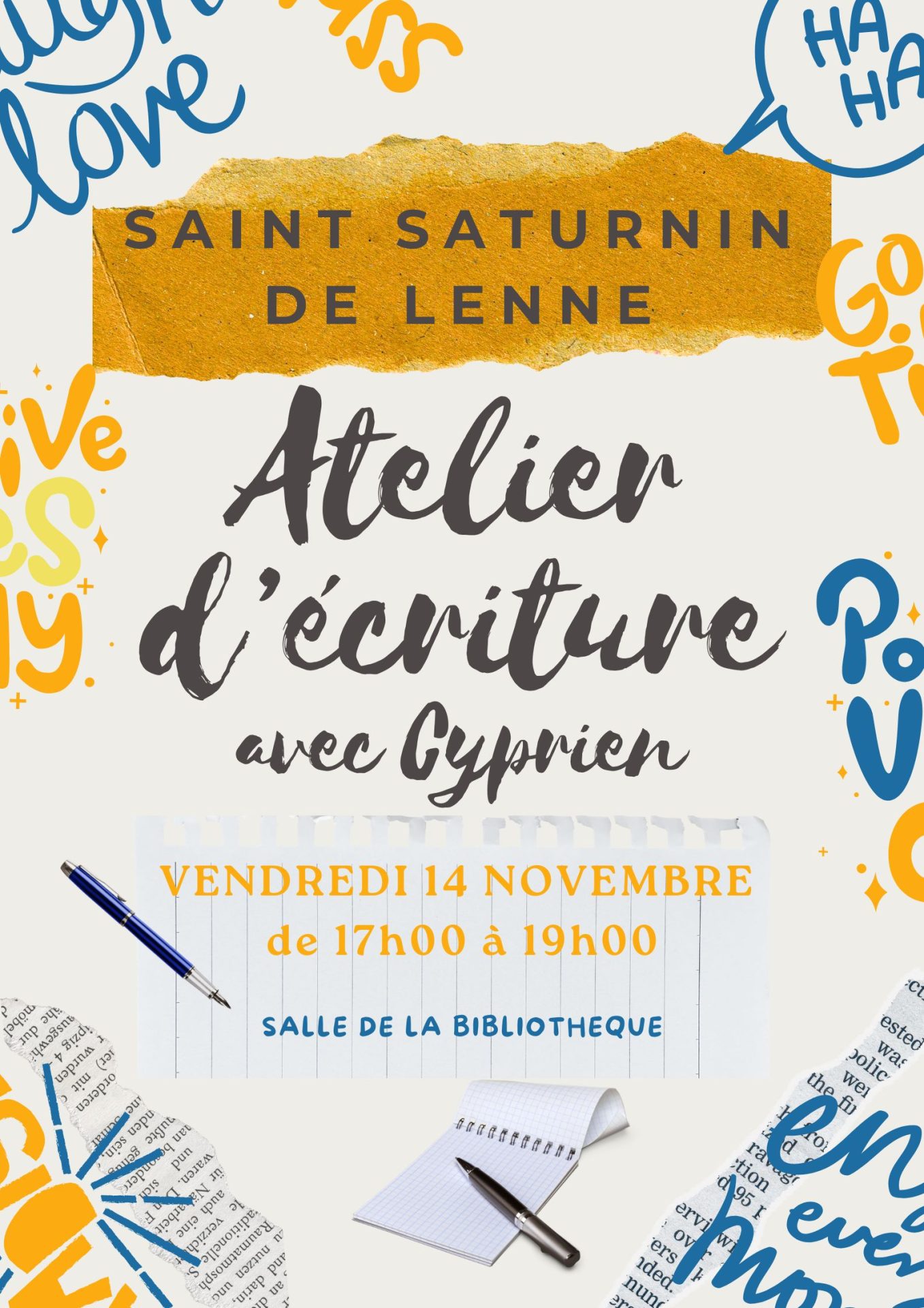 Lire la suite à propos de l’article Atelier d’écriture